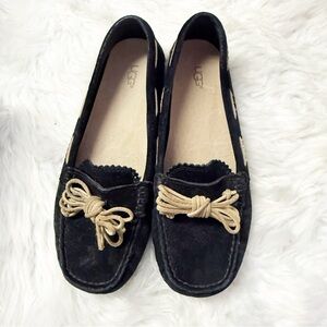 UGG Meena Black Suede Moccasins Women’s Size 6 Driving Loafers Comfort Flats